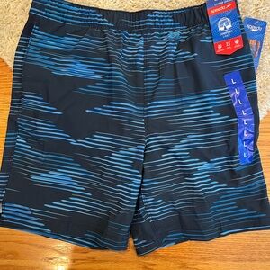 NWT Speedo Men's Blue Swim Shorts size L(34-36) with back zipper pocket